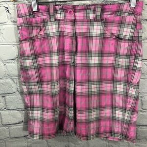 NIKE Golf Womens Tour Performance Pink Plaid Golf Bermuda Shorts Size 4